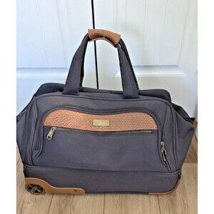 Tommy Bahama 20x12x12" Brown Canvas Carry On Rolling Bag Suitcase Duffel Travel